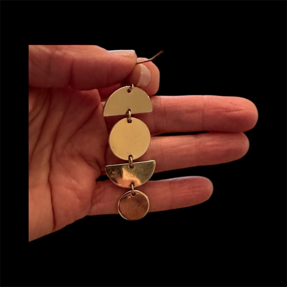 Gold Toned Geometric Dangle Earrings
